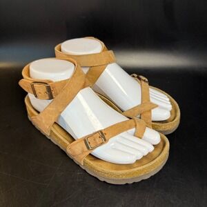 Birkenstock Mayari Women's Sandals Size 35 EU 4 Tan Brown Suede Leather Toe Loop